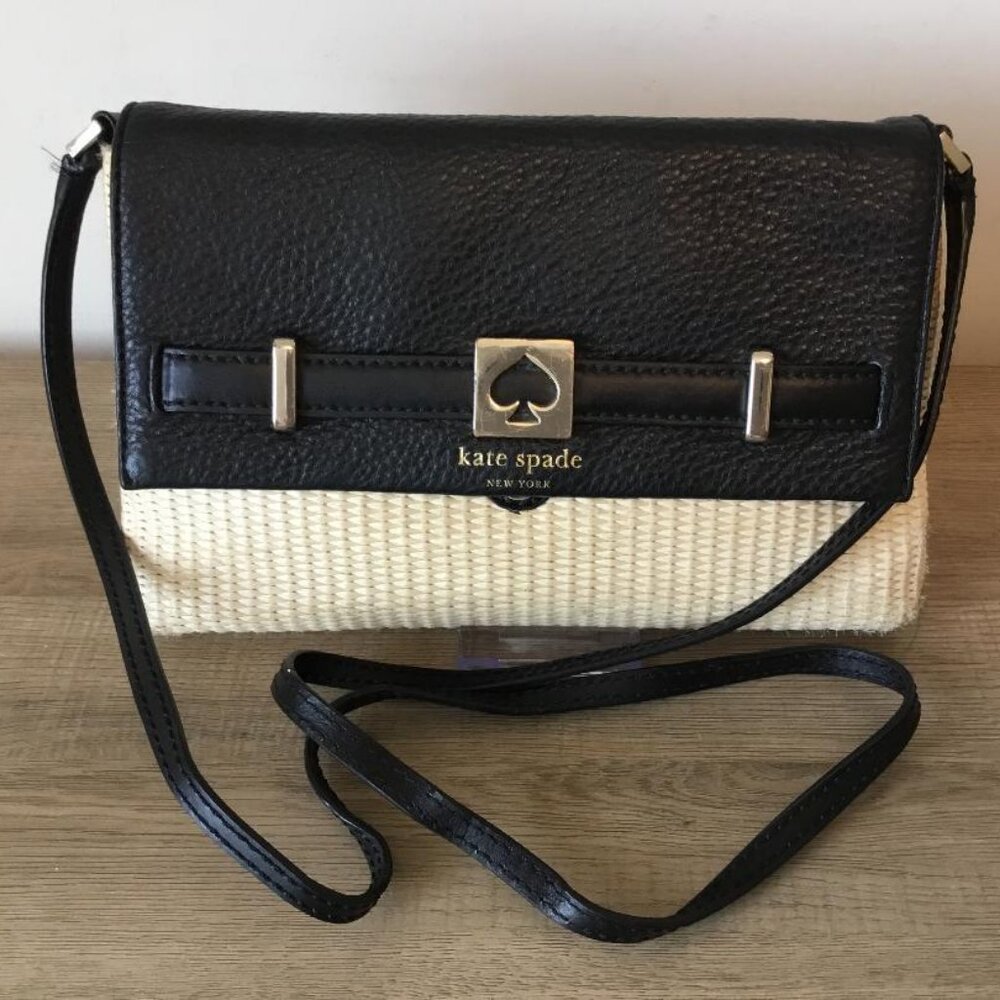 Kate Spade New York Houston Street Loula Straw & Leather Crossbody — Vintage, Li